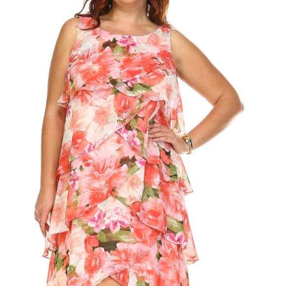 SLNY Floral Layered Chiffon Dress - Picture 2 of 4